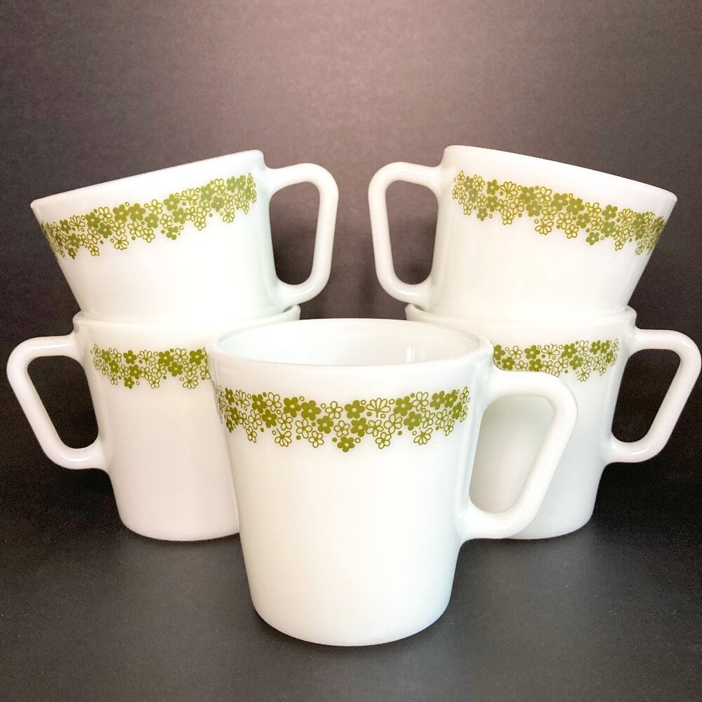 Vintage Pyrex Spring Blossom Coffee Mugs Set of 5